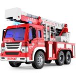 GizmoVine Feuerwehrauto Groß mit Drehleiter – Spielzeugauto mit Sound & Licht für Kinder ab 3 Jahren