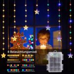 Quntis LED Sternenvorhang 74er mit Timer – IP65 Weihnachtsdeko für Innen & Aussen – Bild 2