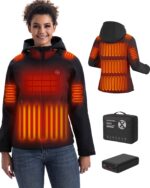 XINSONYUELL Heizjacke Damen mit 16000mAh Powerbank – 15 Heizzonen für Outdoor-Winter