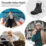 todaysunny Damen Schnürstiefel mit Reissverschluss – Wasserdichte Combat Boots Schwarz – Bild 7