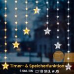 Quntis LED Sternenvorhang 74er mit Timer – IP65 Weihnachtsdeko für Innen & Aussen – Bild 3