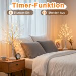 DELICHTER 4er Set Lichterbaum 60 cm mit 24 LEDs – Warmweiss Dekozweige für Innen – Bild 3