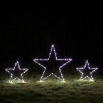 Lights4fun 3er Set LED Stern Silhouetten mit Timer – Warmweiss Aussendeko – Bild 3