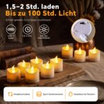 cimetech 12 LED Teelichter USB-C Wiederaufladbar mit Fernbedienung & Timer – Bild 2