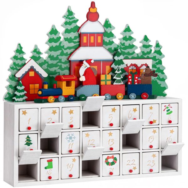 SPIELWERK® Adventskalender Winterlandschaft – Holz-Adventskalender zum Selberbefüllen