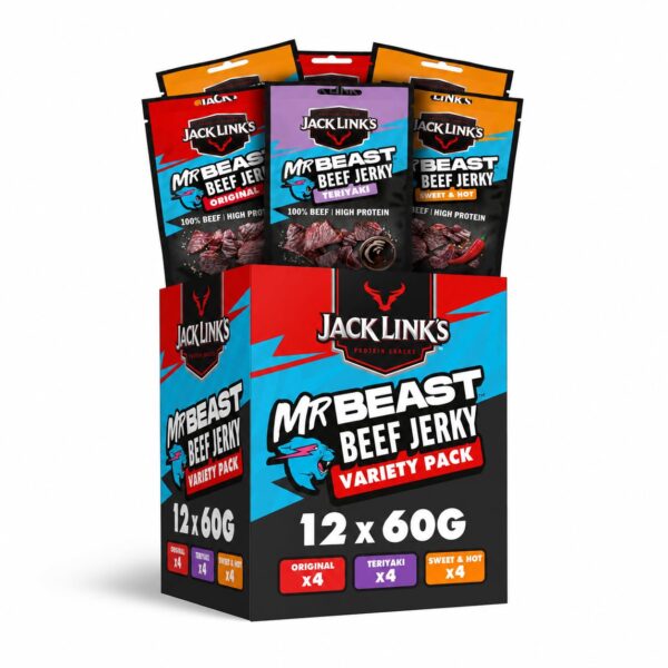 Jack Link's Beef Jerky 12er Pack (720g) – Premium Protein Snack aus 100% Rindfleisch