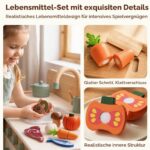 Lehoo Castle Kaufladen Zubehör Holz – 23-teiliges Kinderküche Set mit Einkaufstasche für Kinder ab 3 – Bild 4