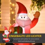 HOMCOM Aufblasbarer Weihnachtsmann 120cm mit LED-Beleuchtung – IP44 Weihnachtsdeko für Innen & Aussen – Bild 4