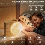 RETEYUNG 3D Mondlampe mit Lichtwecker & Doppel-Weckfunktion – LED-Uhr mit 8 RGB Farben & 10 Naturklängen – Bild 5