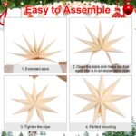 BestoFun 5er Set Papiersterne 30cm Beige – Faltbare Faltsterne für Weihnachtsdeko – Bild 4
