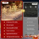 Quntis 4er LED Weihnachtsstern-Set 216 LEDs – IP65 Aussendeko mit Timer & 8 Leuchtmodi – Bild 4