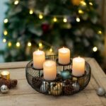 Sziqiqi Adventskranz Modern 30cm Metall Schwarz – Kerzenhalter mit Metallgestell für Weihnachtsdeko – Bild 4