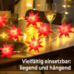 OVILUM 3D Stern Lichterkette rot mit LED & Timer – 10 Leuchtsterne à Ø 12 cm – Bild 3