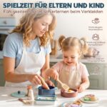 Lehoo Castle Kinderküche Zubehör aus Holz – Spielküche Set mit Kochgeschirr & Lebensmittel ab 3 Jahren – Bild 5