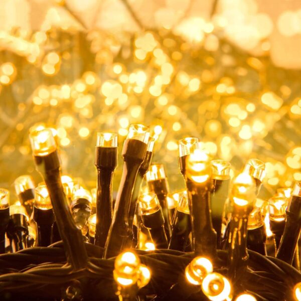 Quntis 50m LED-Lichterkette 2000er warmweiss – IP44 Aussenbeleuchtung mit 8 Modi für Innen & Aussen