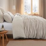 Aisbo Winterbettwäsche 135x200 4-teilig Beige – Teddy Fleece Flanell Bettgarnitur – Bild 3