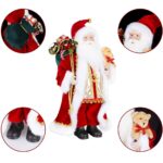 Uten Weihnachtsmann Figur 43 cm – Stehende Santa Claus Deko mit Geschenktüte & Bär – Bild 4