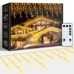 ARKOCHIC 10m LED Lichterkette Eisregen Warmweiss – Fernbedienung, IP65, 8 Modi für Aussen