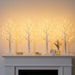 DELICHTER 4er Set Lichterbaum 60 cm mit 24 LEDs – Warmweiss Dekozweige für Innen – Bild 2