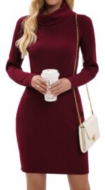 Imuedaen Strickkleid Damen Rollkragen Langarm – Elegantes Tunika Pulloverkleid für Herbst & Winter