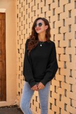 Fessceruna Damen Oversize Strickpullover mit Fledermausärmeln – Eleganter Rundhals-Pulli für Winter – Bild 3