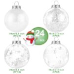 Kesote Weihnachtskugeln Weiß 24er Set 6 cm – Kunststoff Christbaumschmuck mit Glitzer – Bild 3