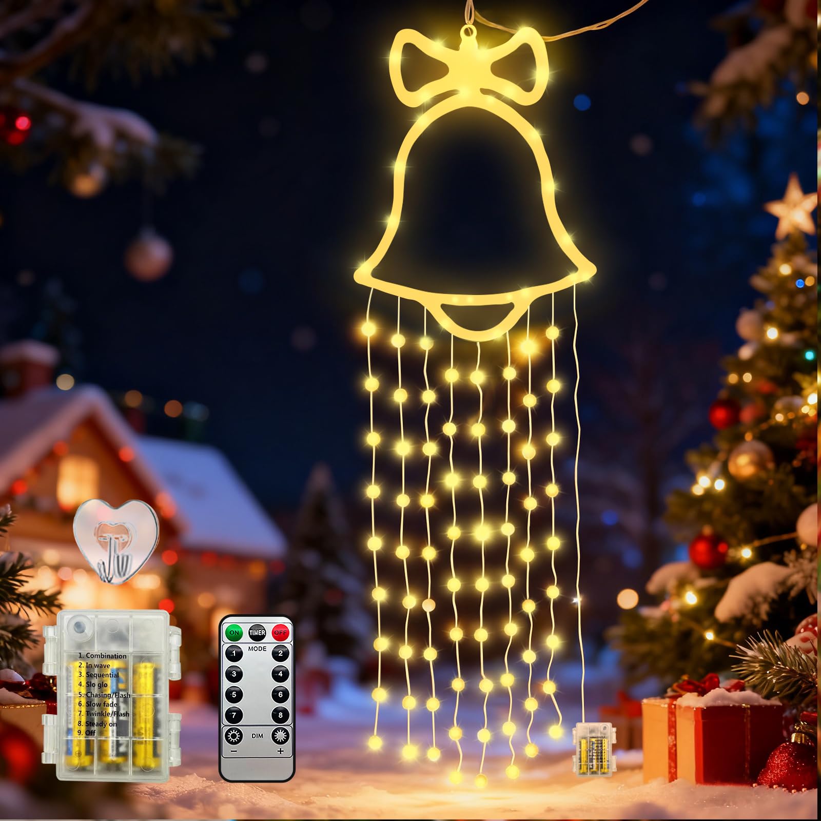 71CC6g4pfDL._SY1600_.jpg TOTHDATE 100 LED Fensterbeleuchtung mit Fernbedienung – Weihnachtsdeko mit 8 Modi – Bild 1