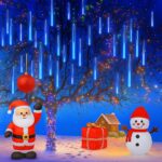 Harnyles Meteorschauer-Lichterkette 16 Röhren – Wasserdichte LED-Weihnachtsdeko Blau – Bild 5