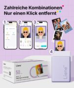 Liene Pearl N200 Pro Nachfüllset: 50 Fotopapier & 5 Farbbänder – Sofort haftend & wasserfest – Bild 7