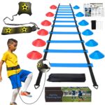 YGORTECH Fussball Trainingsset Blau – Koordinationsleiter, Hütchen & Kick-Trainer für Kinder