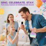 YLL Mini Karaoke Maschine mit 2 kabellosen Mikrofonen – Tragbar für Kinder ab 3 Jahren – Bild 7