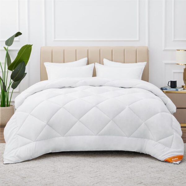 Aisbo Winterbettdecke 220x240 cm mit 450 GSM – Wärmende Steppdecke für kalte Nächte