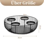 Sziqiqi Adventskranz Modern 30cm Metall Schwarz – Kerzenhalter mit Metallgestell für Weihnachtsdeko – Bild 3