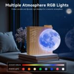 RETEYUNG 3D Mondlampe mit Lichtwecker & Doppel-Weckfunktion – LED-Uhr mit 8 RGB Farben & 10 Naturklängen – Bild 2