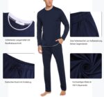 Aseniza Herren Schlafanzug Lang aus 100% Baumwolle – Gemütlicher Pyjama S–3XL – Bild 5