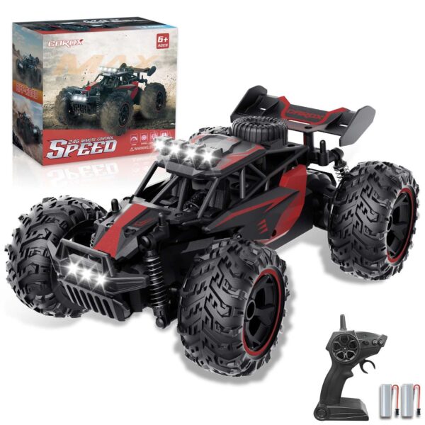 Carox 1:18 Ferngesteuertes RC Auto – 25 km/h Monstertruck mit LED für Kinder ab 6 Jahren