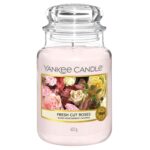 Yankee Candle Fresh Cut Roses groß – Duftkerze mit 150h Brenndauer für Zuhause