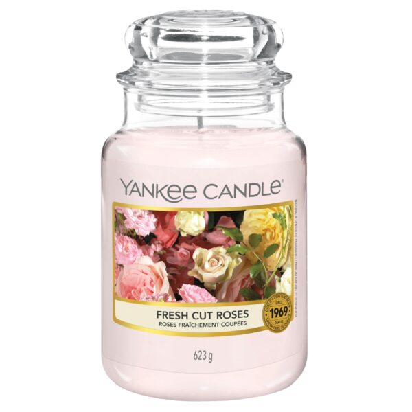 Yankee Candle Fresh Cut Roses groß – Duftkerze mit 150h Brenndauer für Zuhause