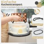 Ohuhu Kuchen Transportbox 3 in 1 – Tortenbox für 25 cm Kuchen mit Doppelgriffen – Bild 3
