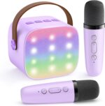 YLL Mini Karaoke Maschine mit 2 kabellosen Mikrofonen – Tragbar für Kinder ab 3 Jahren