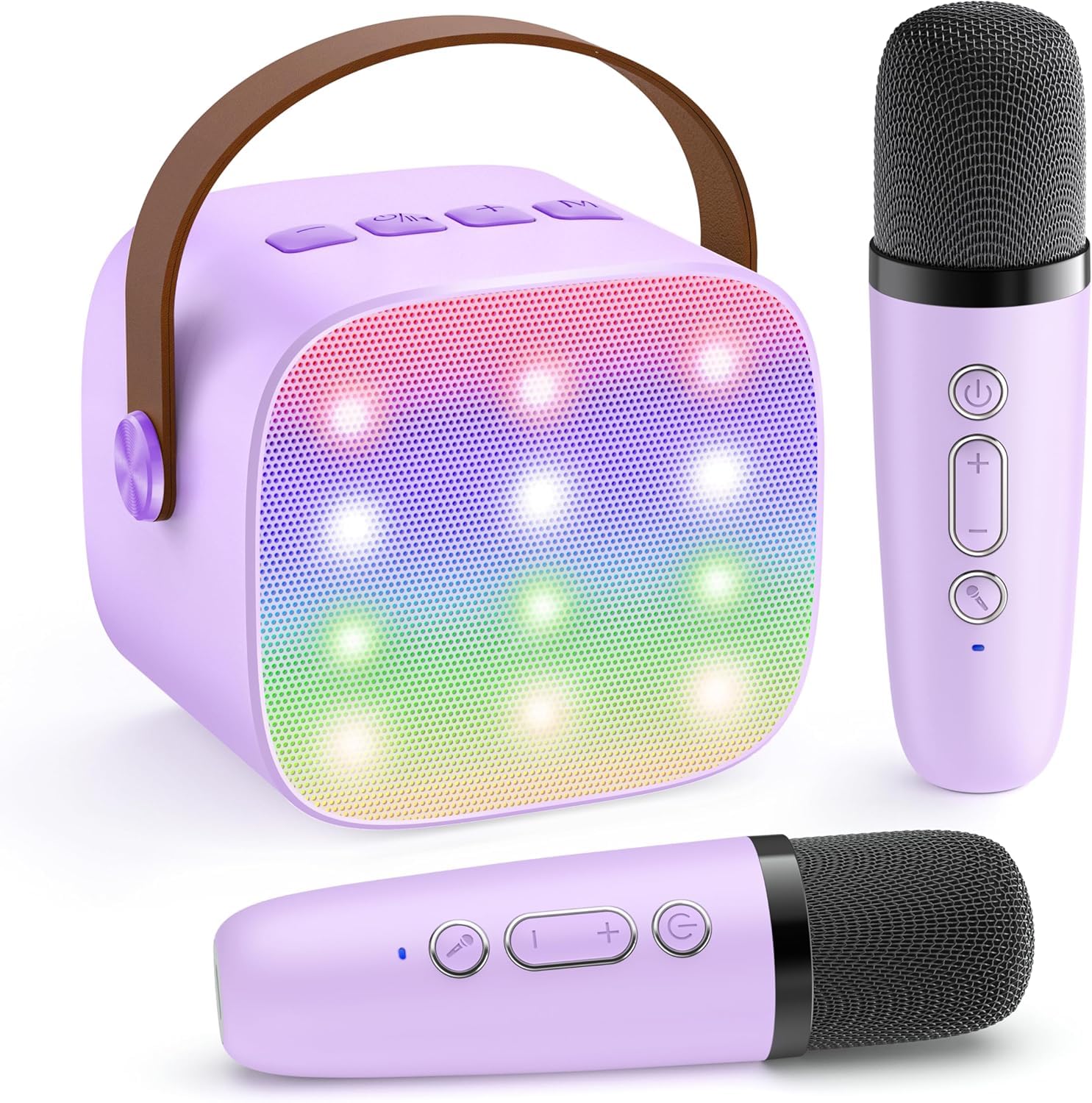 YLL Mini Karaoke Maschine mit 2 kabellosen Mikrofonen – Tragbar für Kinder ab 3 Jahren
