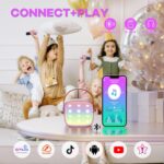 YLL Mini Karaoke Maschine mit 2 kabellosen Mikrofonen – Tragbar für Kinder ab 3 Jahren – Bild 4
