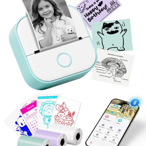 Memoking T02 Mini Drucker – Tragbarer Bluetooth Thermodrucker für Smartphone & Tablet