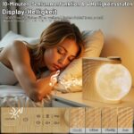 RETEYUNG 3D Mondlampe mit Lichtwecker & Doppel-Weckfunktion – LED-Uhr mit 8 RGB Farben & 10 Naturklängen – Bild 6