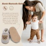 IceUnicorn Krabbelschuhe Baby Winter – Gefütterte Lederpuschen mit Wildledersohlen – Bild 3