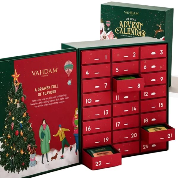 VAHDAM Tee Adventskalender 2026 – 120 Teebeutel, 24 preisgekrönte Sorten