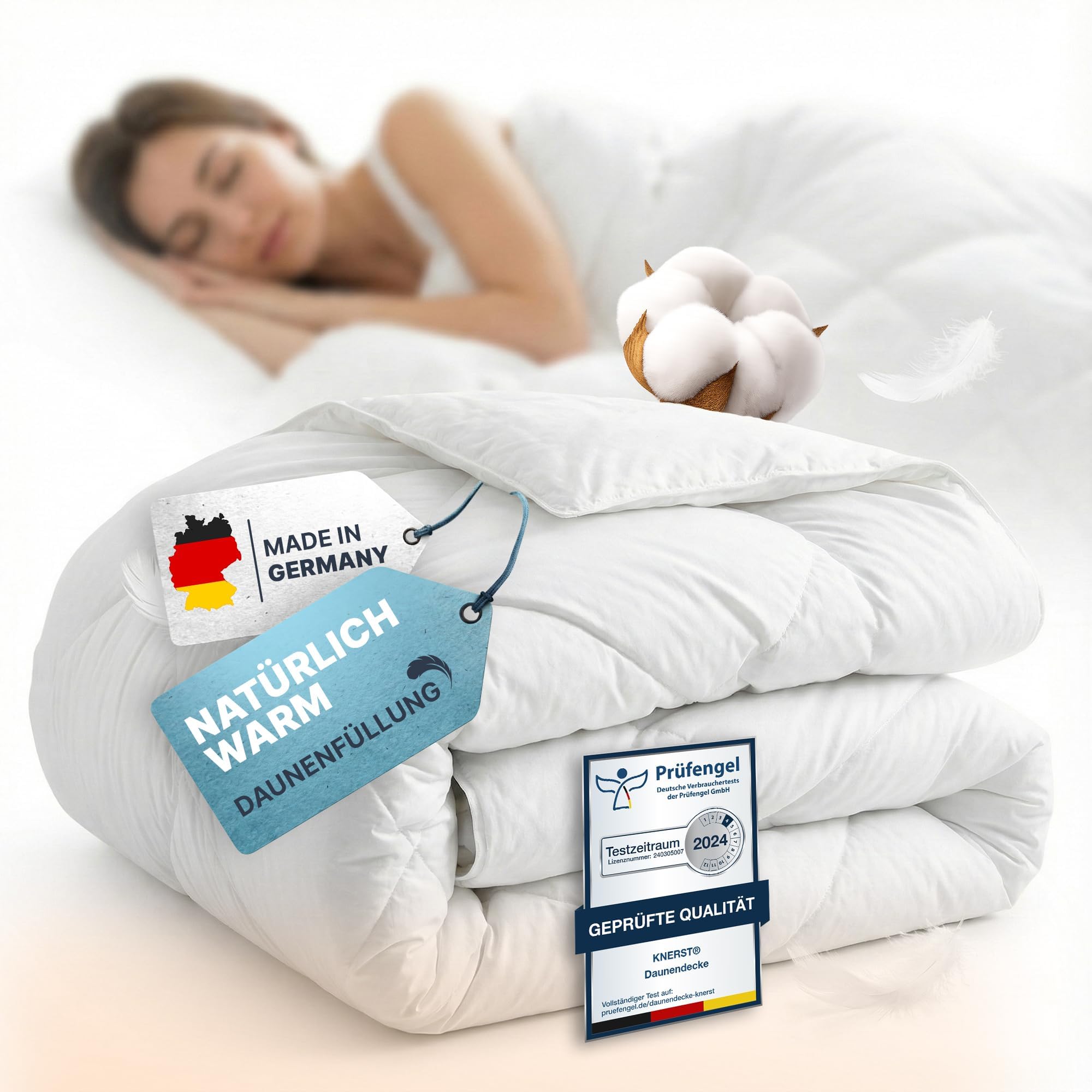 71LB8nNaDkL._SY2000_.jpg KNERST Winterbettdecke 135×200 cm – Daunen & Federn Kassettendecke Made in Germany – Bild 1