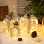 DELICHTER LED Weihnachtsboxen 3er Set – Acryl Dekoleuchten für innen & aussen