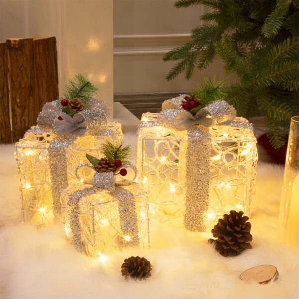 DELICHTER LED Weihnachtsboxen 3er Set – Acryl Dekoleuchten für innen & aussen