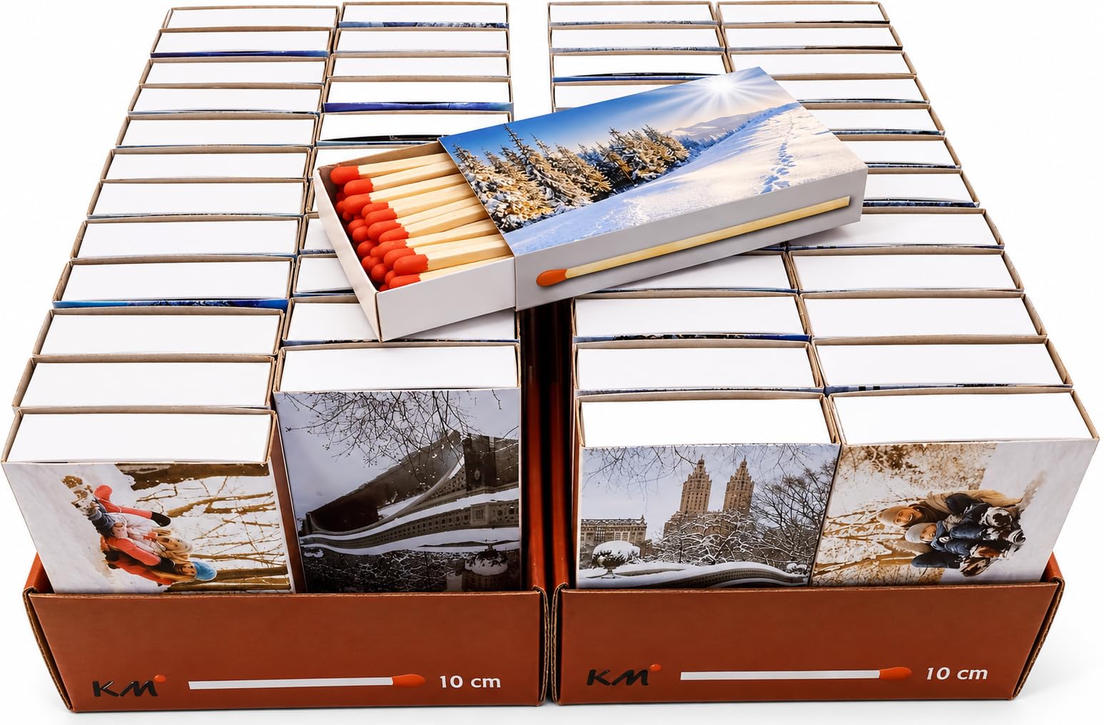 Camino Langzündhölzer 10 cm – 2400er Set mit Wintermotiven für Kamin & Kerzen